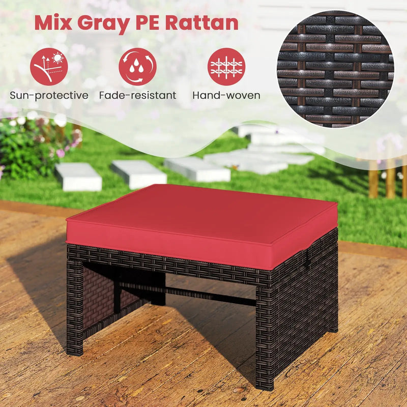 Multipurpose Outdoor 2 Pieces Patio PE Rattan Ottomans Footstool by DirectDeals