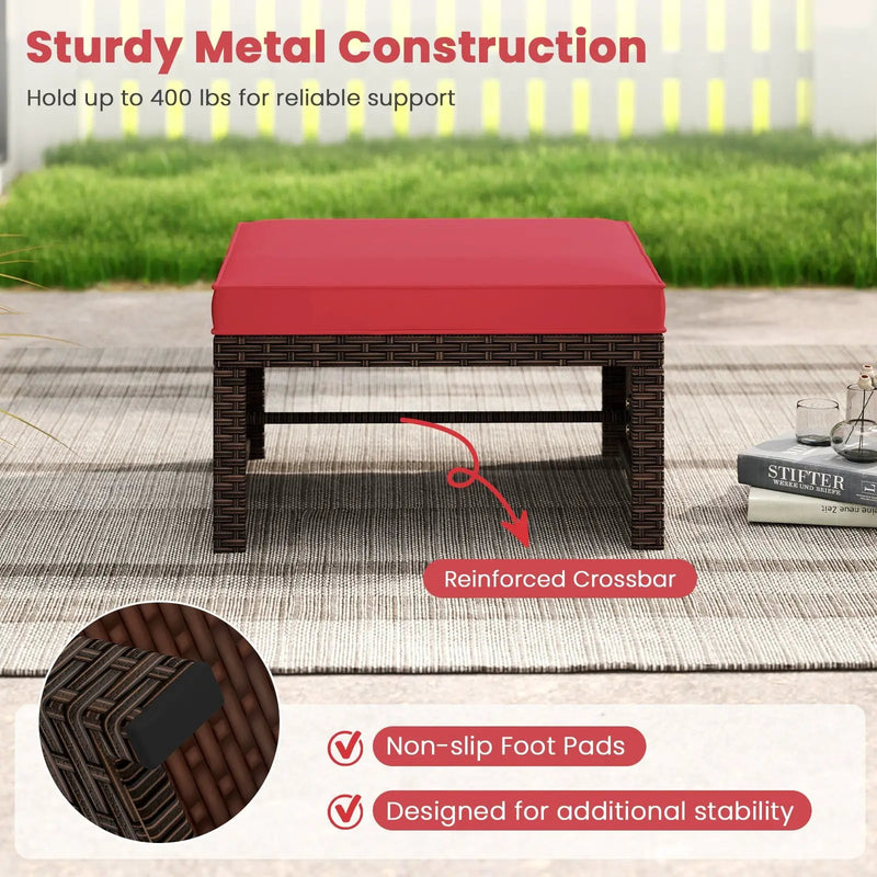Multipurpose Outdoor 2 Pieces Patio PE Rattan Ottomans Footstool by DirectDeals