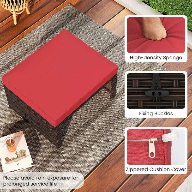 Multipurpose Outdoor 2 Pieces Patio PE Rattan Ottomans Footstool by DirectDeals