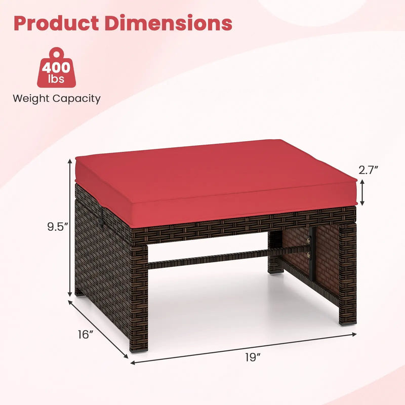 Multipurpose Outdoor 2 Pieces Patio PE Rattan Ottomans Footstool by DirectDeals