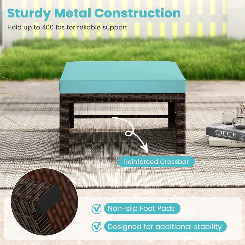 Multipurpose Outdoor 2 Pieces Patio PE Rattan Ottomans Footstool by DirectDeals