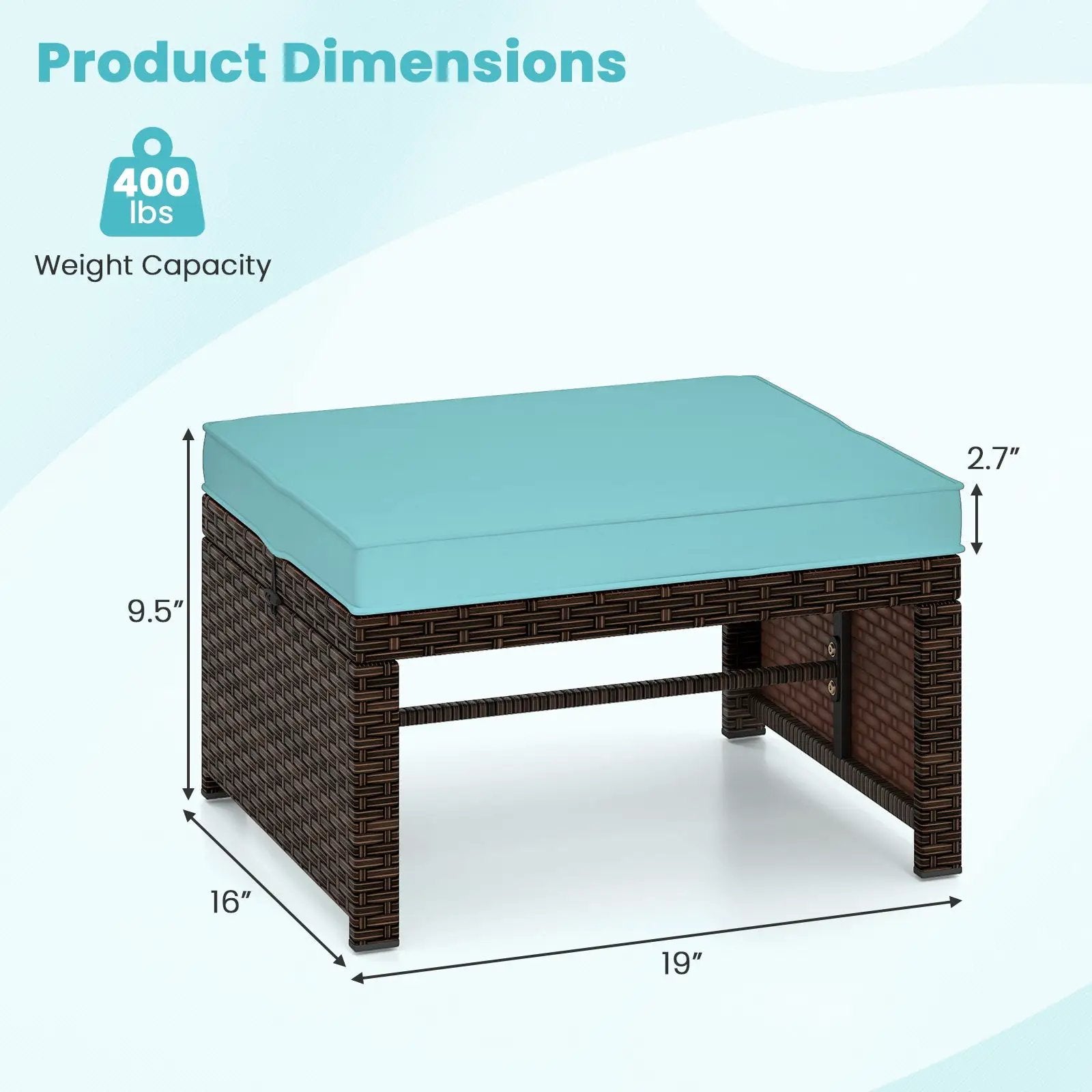 Multipurpose Outdoor 2 Pieces Patio PE Rattan Ottomans Footstool by DirectDeals