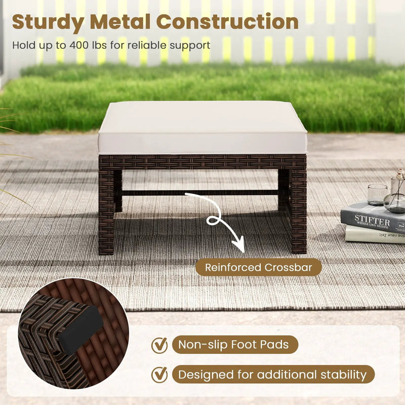 Multipurpose Outdoor 2 Pieces Patio PE Rattan Ottomans Footstool by DirectDeals