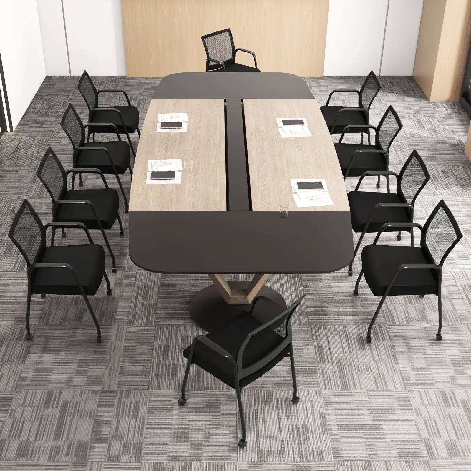 2 Pieces Office Guest Chairs on Wheels with Metal Frame and Armrests-Black by DirectDeals