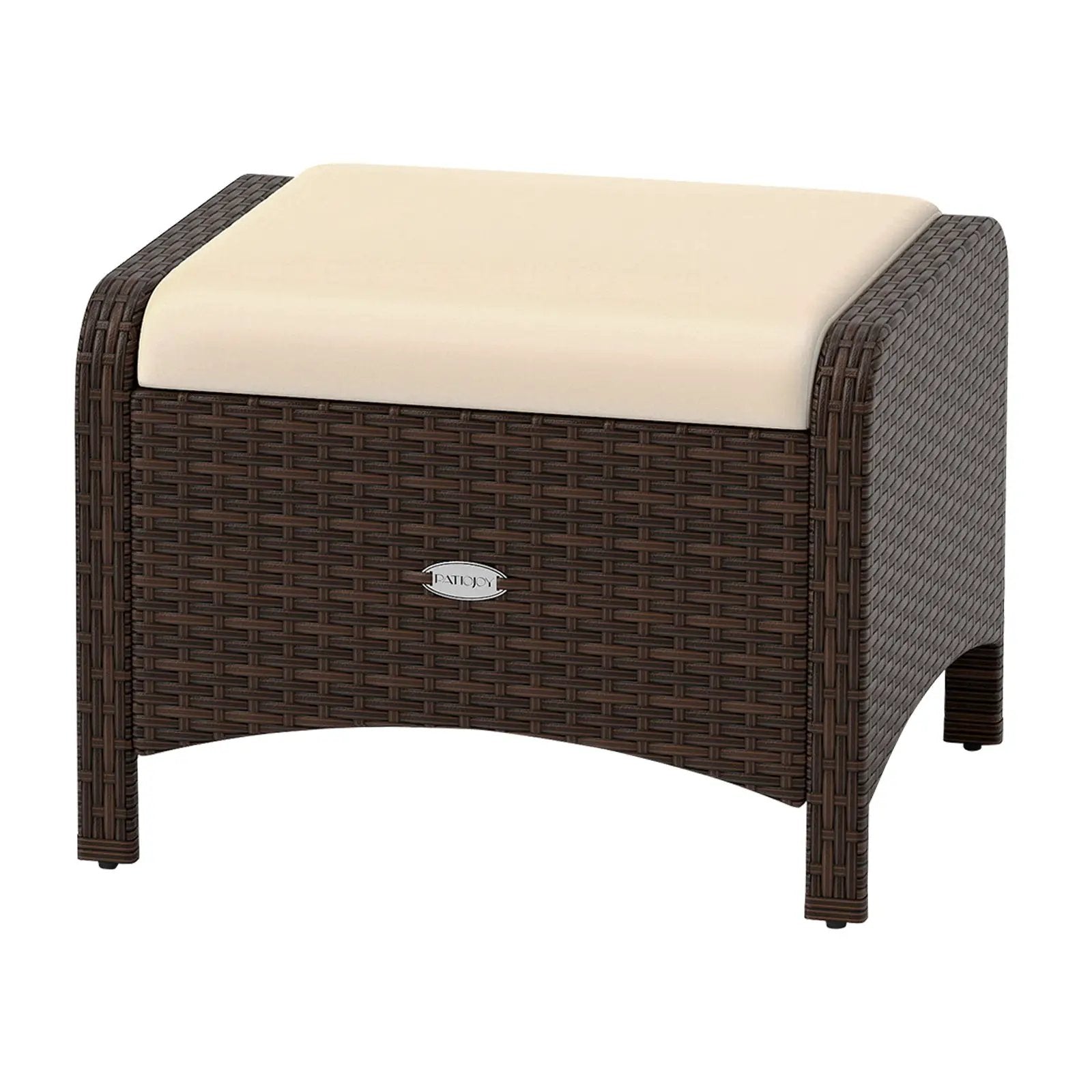 2 Pieces Outdoor Patio PE Wicker Ottomans with Removable Cushions by DirectDeals