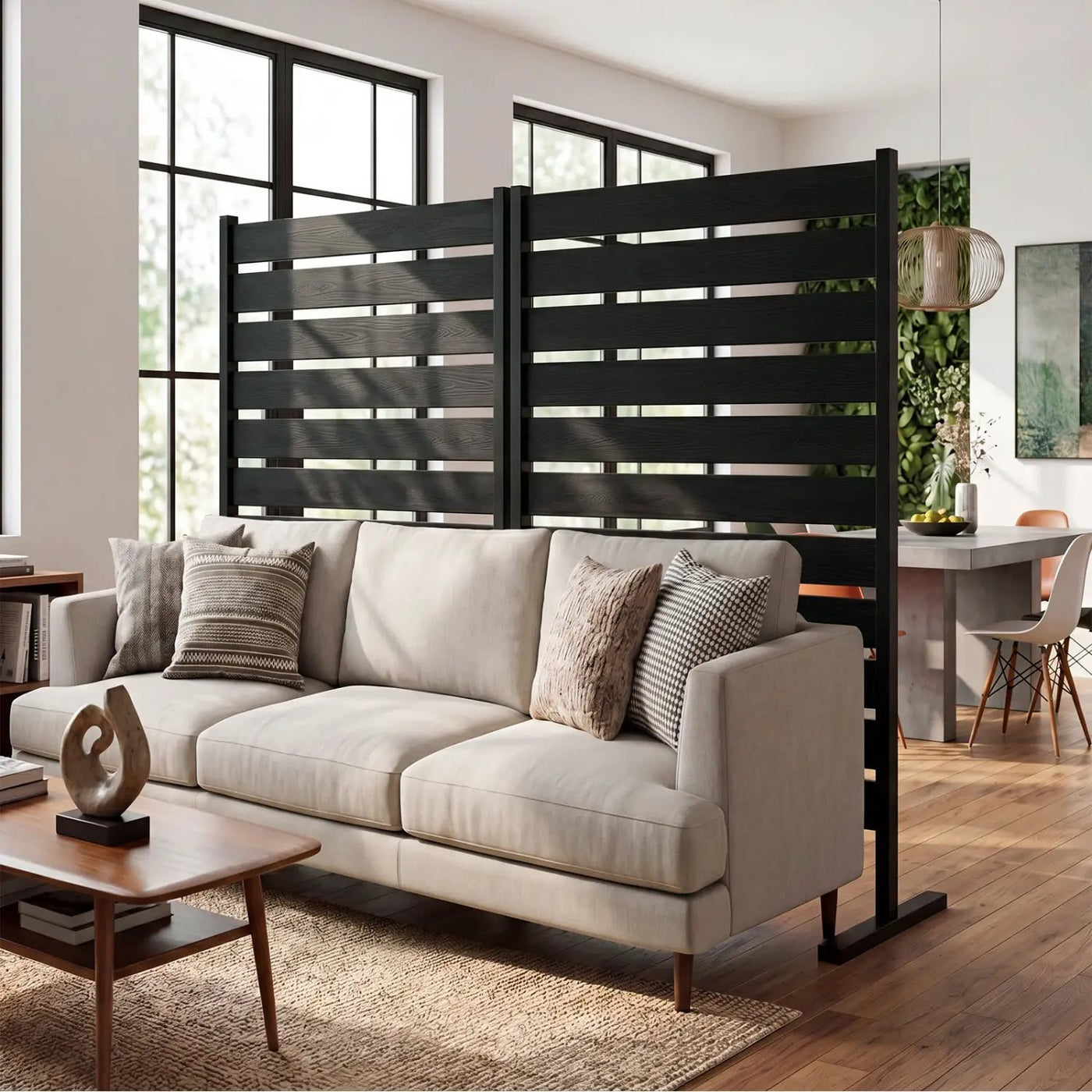 Outdoor Privacy Screen Fence 2-Pack 64" HIPS Slatted Panels by DirectDeals