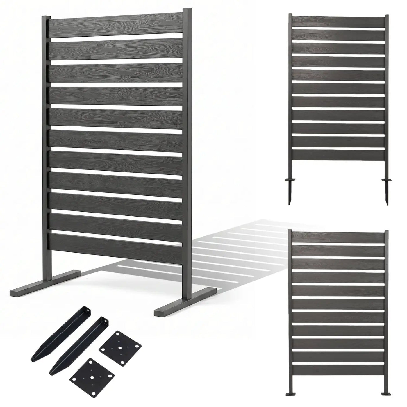 Outdoor Privacy Screen Fence 2-Pack 64" HIPS Slatted Panels by DirectDeals
