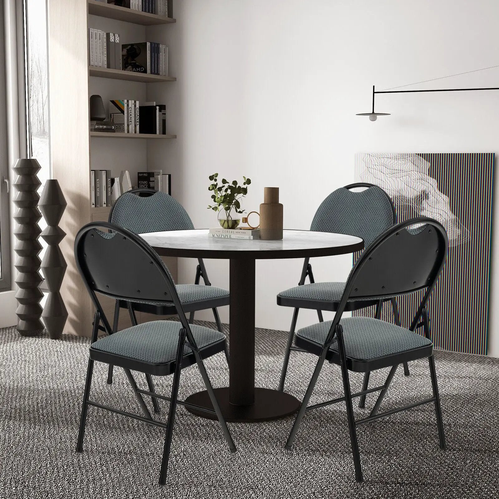 2/4 Pieces Padded Folding Dining Chairs with Backrest by DirectDeals