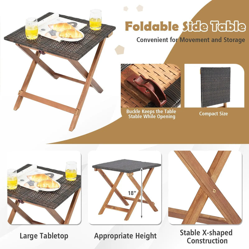 Patio Chaise Lounge and Table Set with 4-Level Adjustable Backrest by DirectDeals
