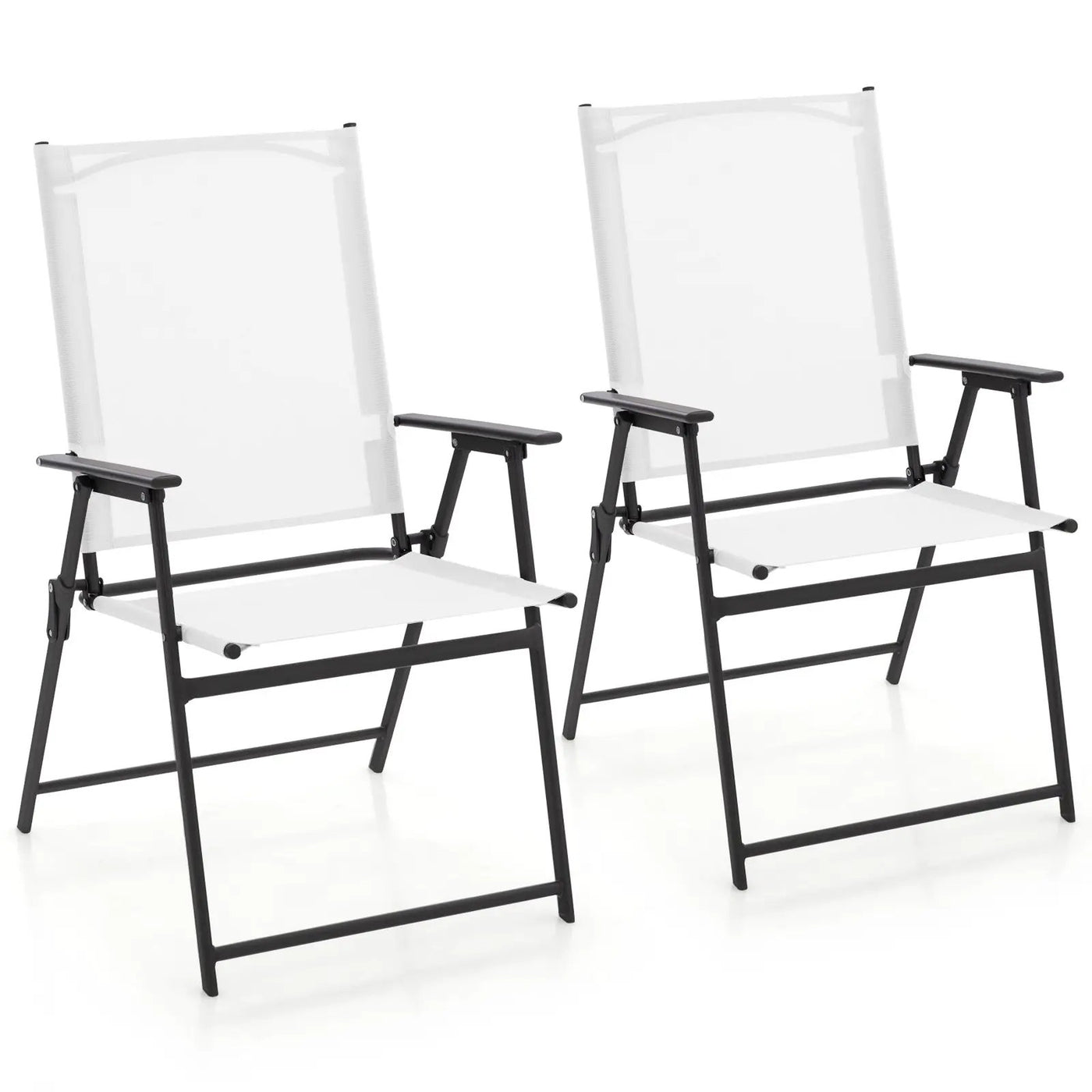 2 Pieces Patio Folding Chairs with Armrests for Deck Garden Yard by DirectDeals