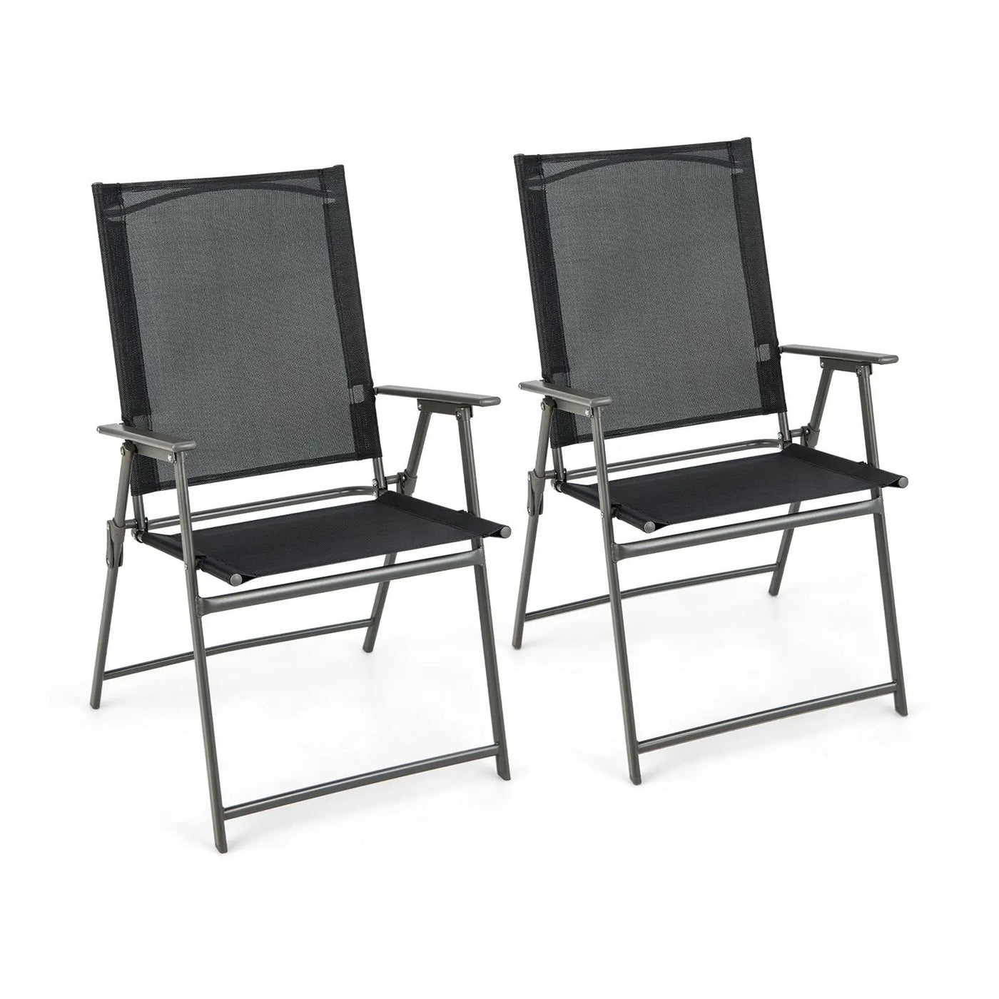 2 Pieces Patio Folding Chairs with Armrests for Deck Garden Yard by DirectDeals