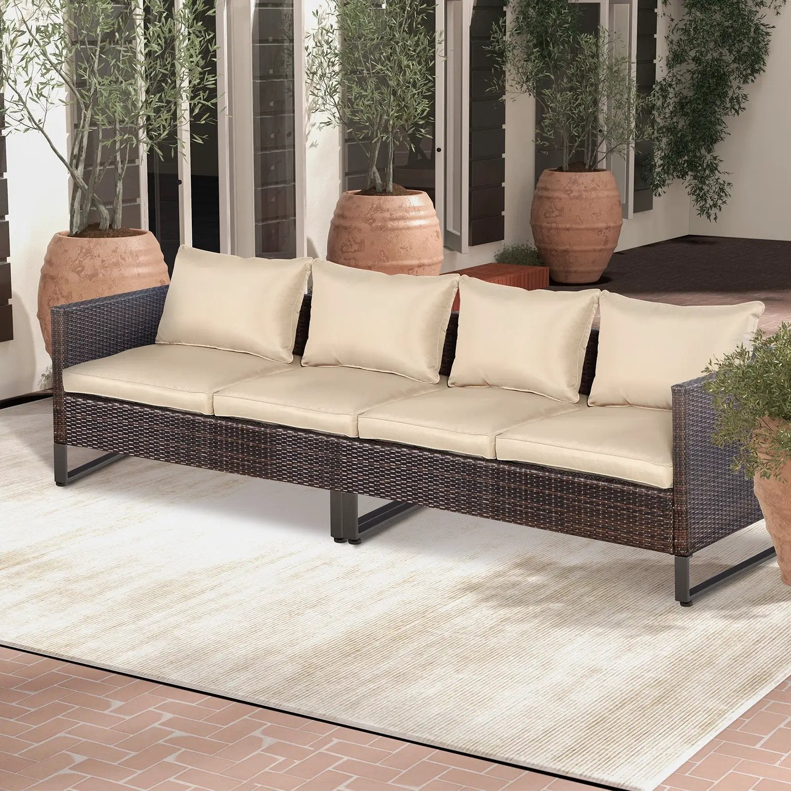 2 Pieces Patio Furniture Sofa Set with Cushions and Sofa Clips by DirectDeals
