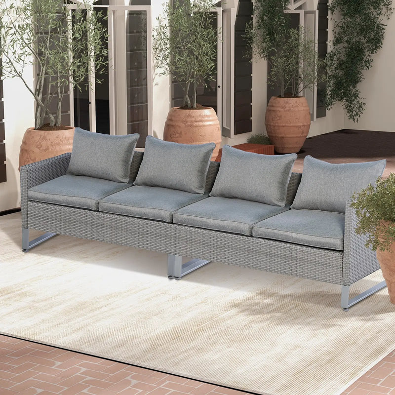 2 Pieces Patio Furniture Sofa Set with Cushions and Sofa Clips by DirectDeals