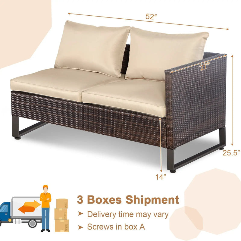 2 Pieces Patio Furniture Sofa Set with Cushions and Sofa Clips by DirectDeals