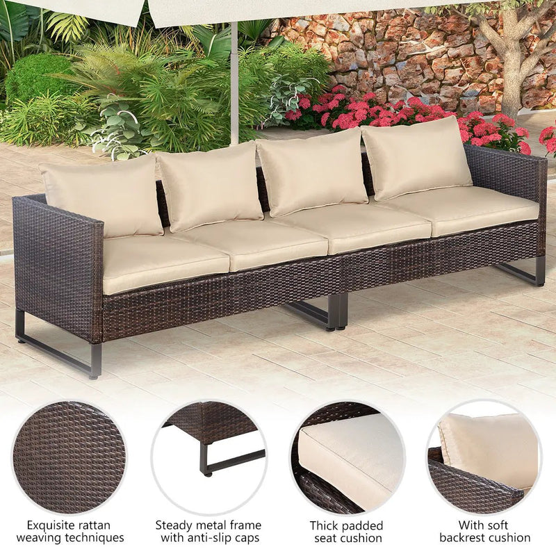 2 Pieces Patio Furniture Sofa Set with Cushions and Sofa Clips by DirectDeals