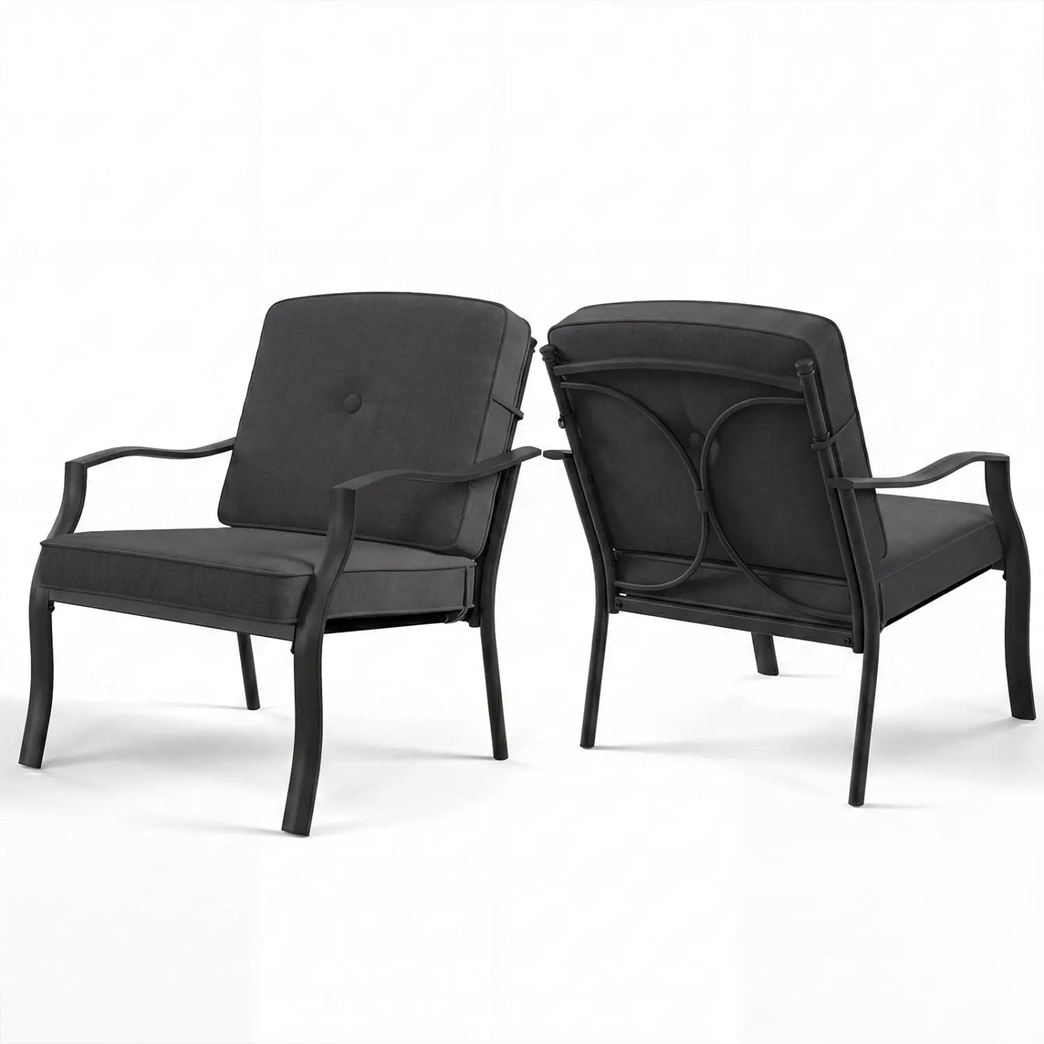 Patio Metal Dining Chairs with Cushions - Set of 2 by DirectDeals