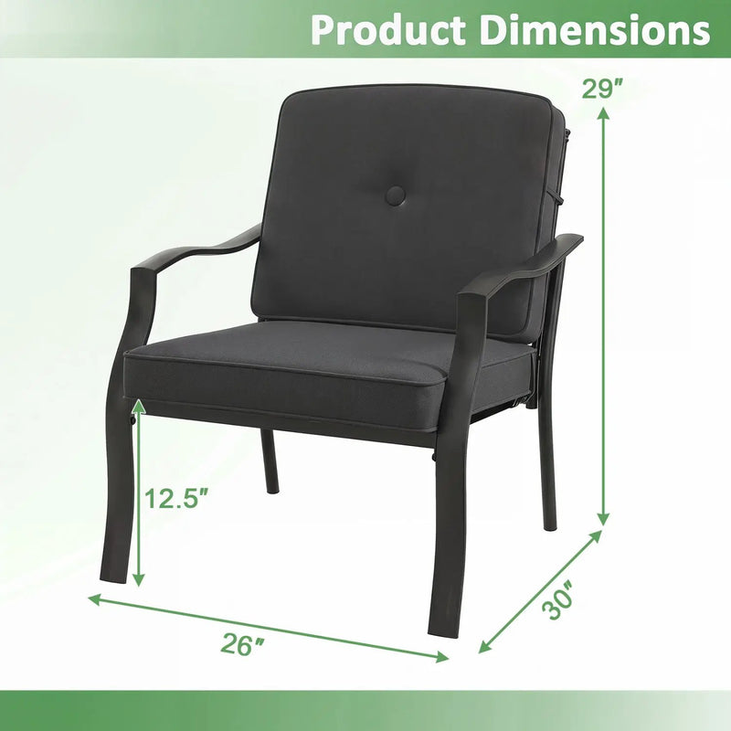 Patio Metal Dining Chairs with Cushions - Set of 2 by DirectDeals