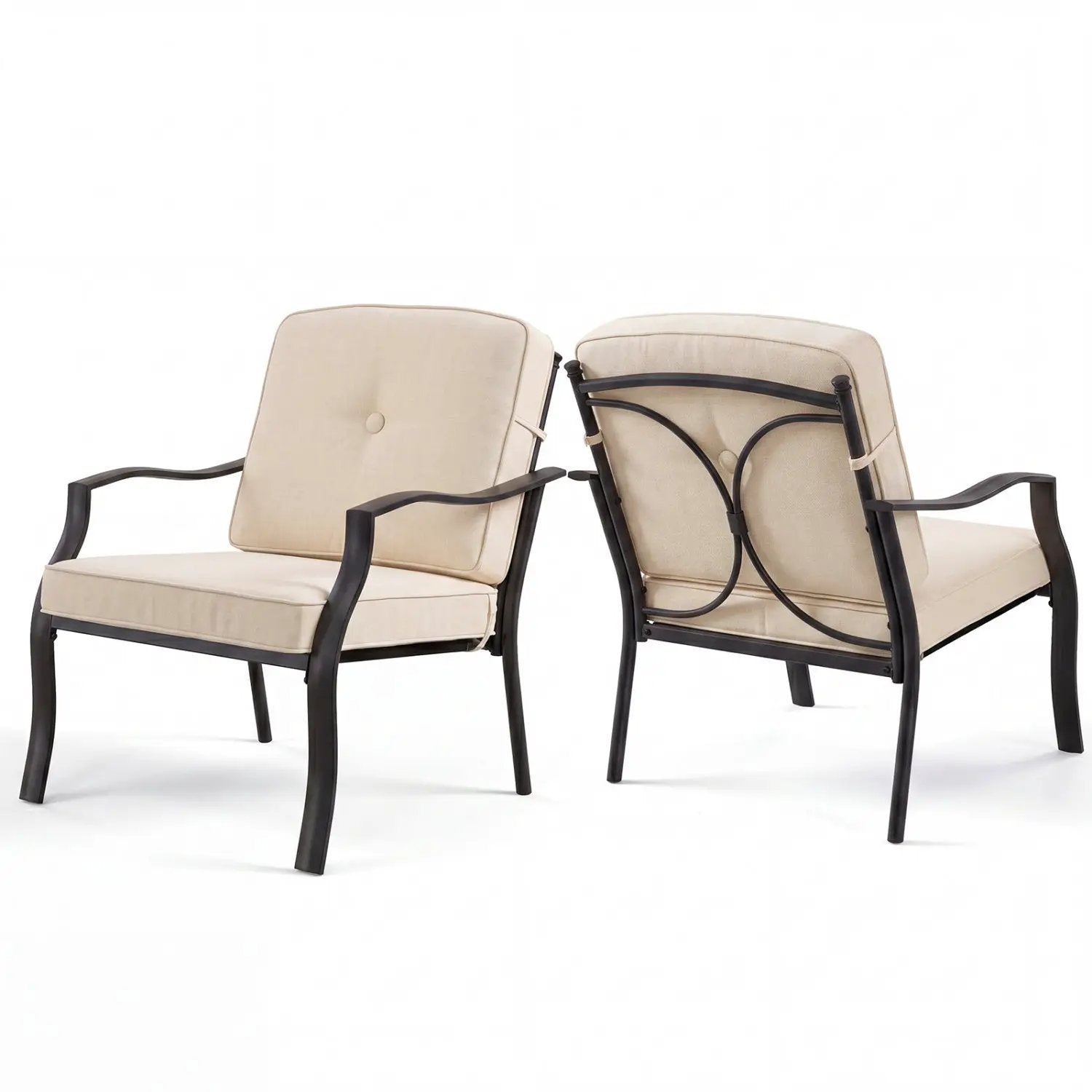 Patio Metal Dining Chairs with Cushions - Set of 2 by DirectDeals
