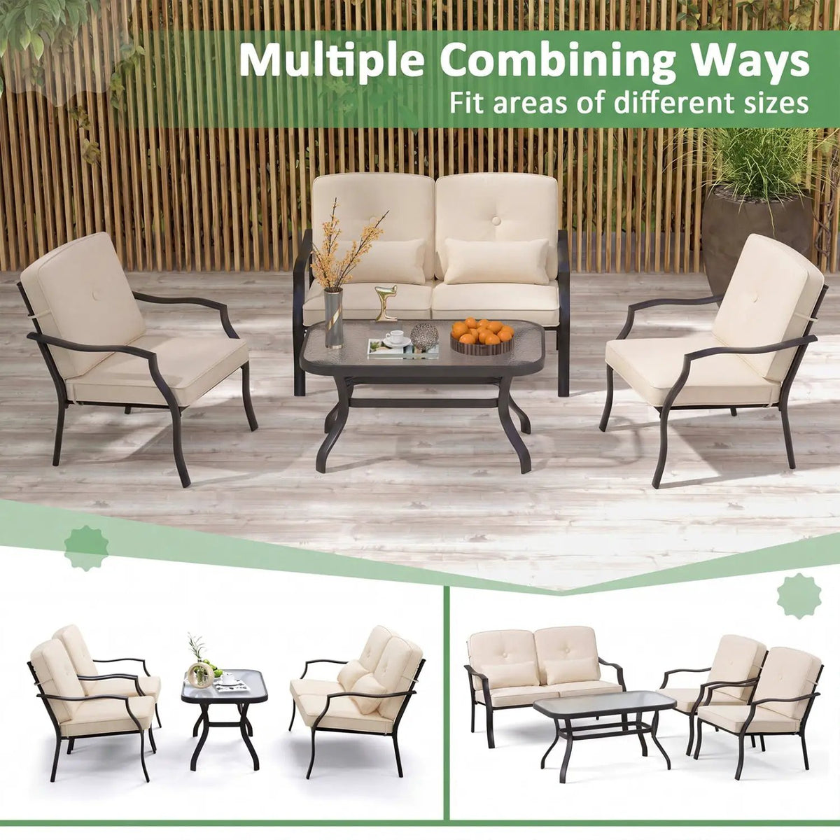 Patio Metal Dining Chairs with Cushions - Set of 2 by DirectDeals