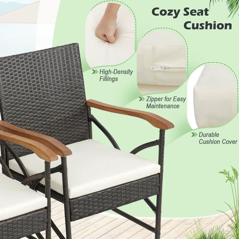 Set of 2/4 Patio Wicker Chairs with Soft Zippered Cushion by DirectDeals