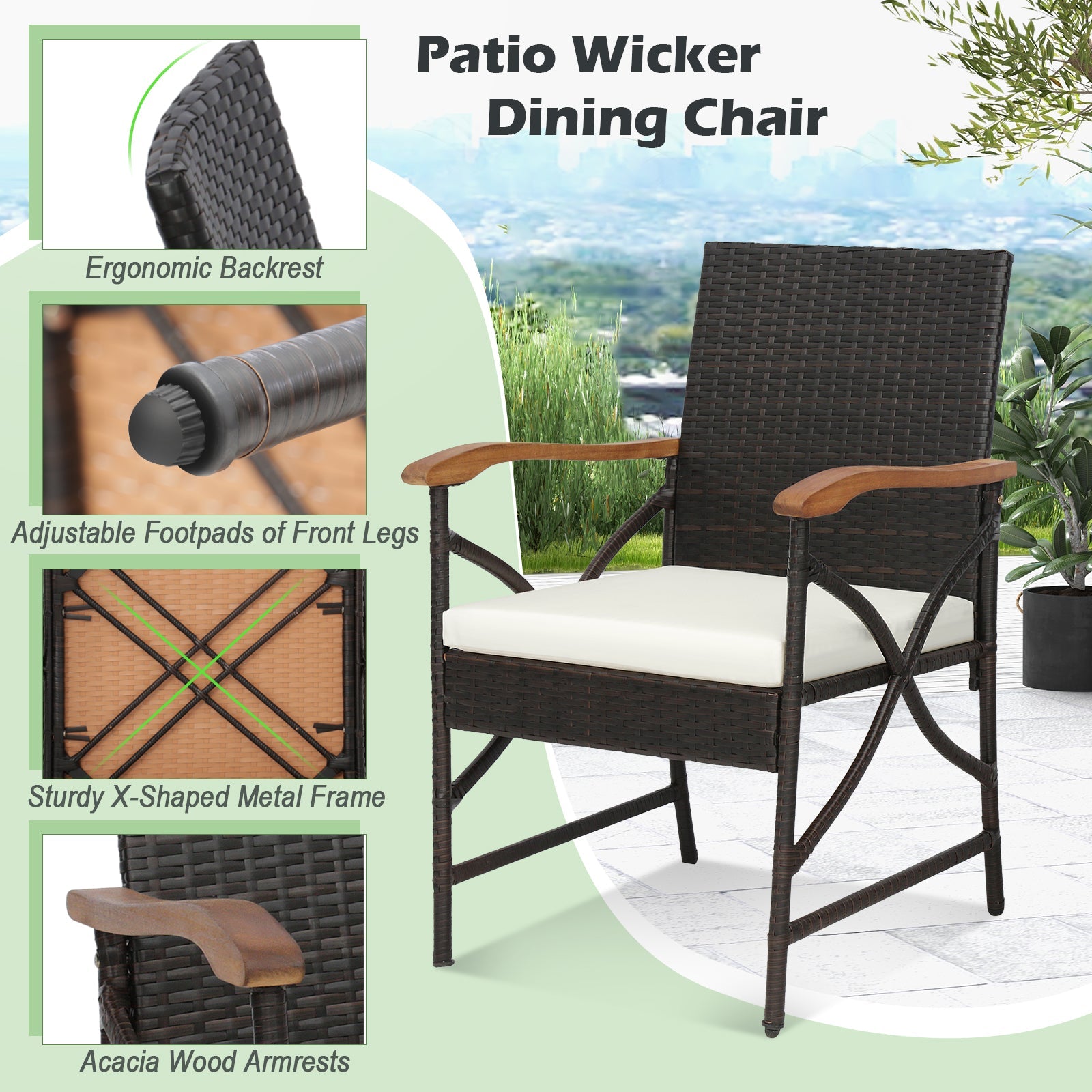 Set of 2/4 Patio Wicker Chairs with Soft Zippered Cushion by DirectDeals