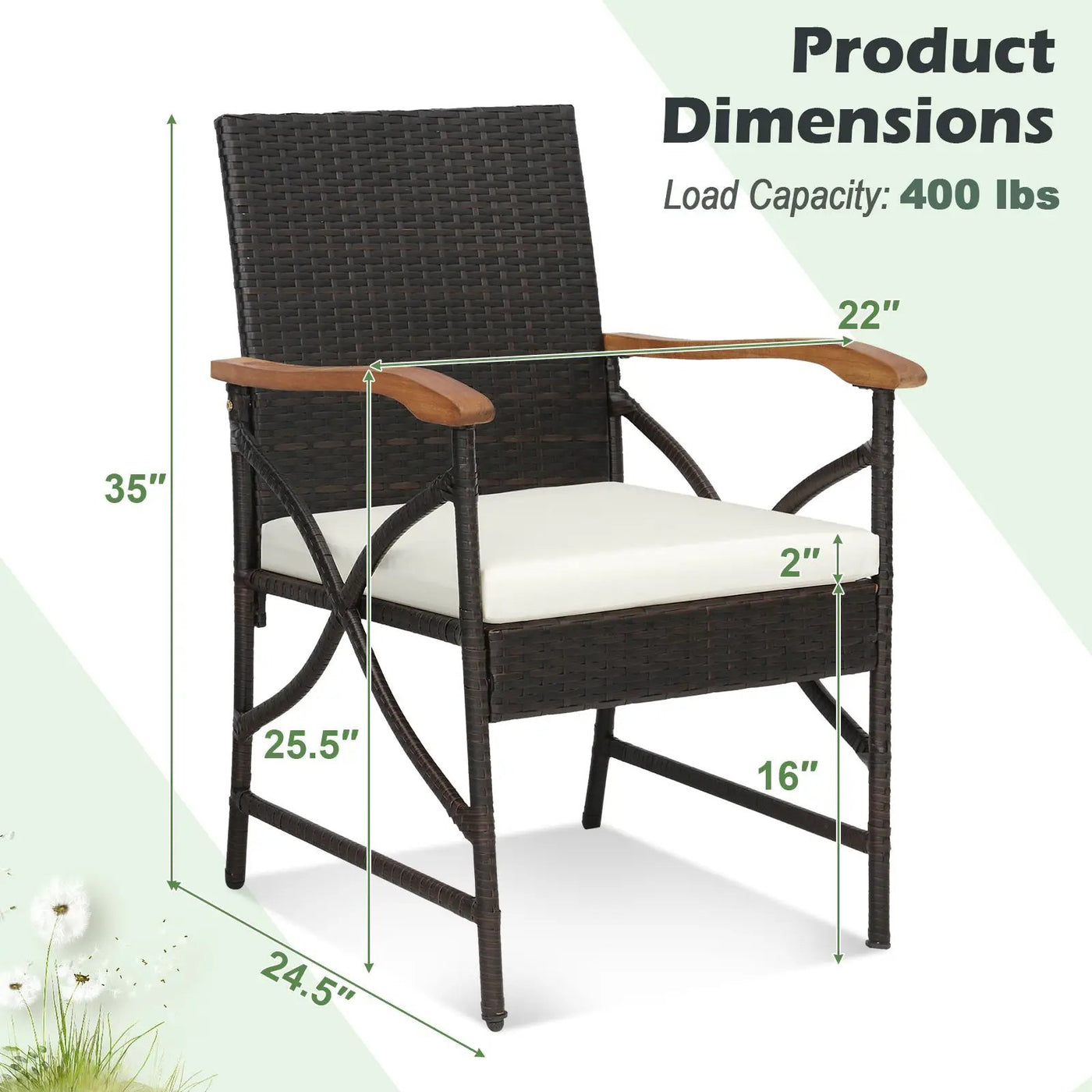 Set of 2/4 Patio Wicker Chairs with Soft Zippered Cushion by DirectDeals
