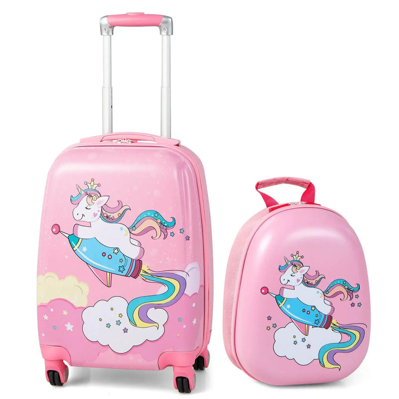 2 Pieces 18 Inch Kids Luggage Set with 12 Inch Backpack by DirectDeals