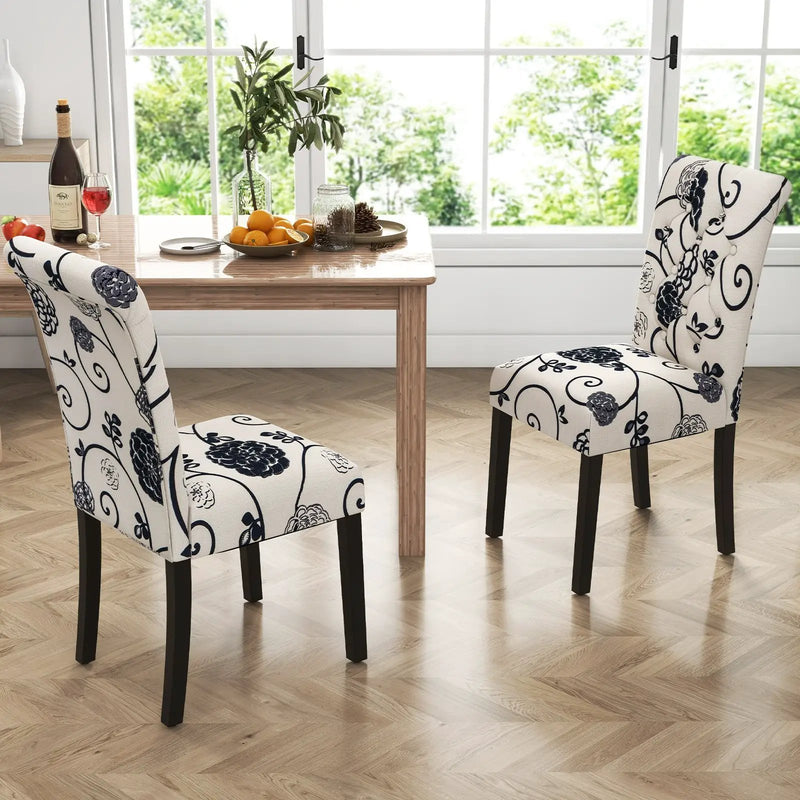 2 Pieces Tufted Dining Chair Set with Adjustable Anti-Slip Foot Pads by DirectDeals
