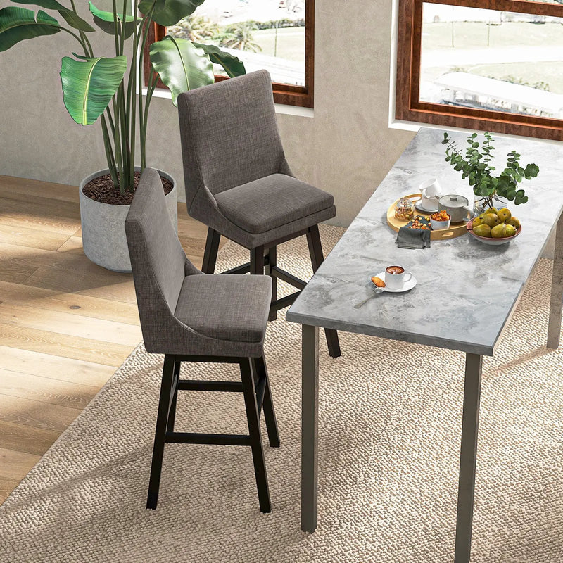 Set of 2 360¬∞ Swivel Bar Stool with Rubber Wood Legs Footrest by DirectDeals