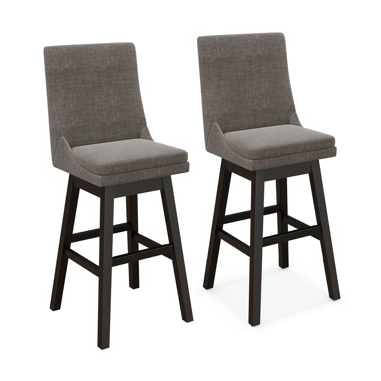 Set of 2 360¬∞ Swivel Bar Stool with Rubber Wood Legs Footrest by DirectDeals