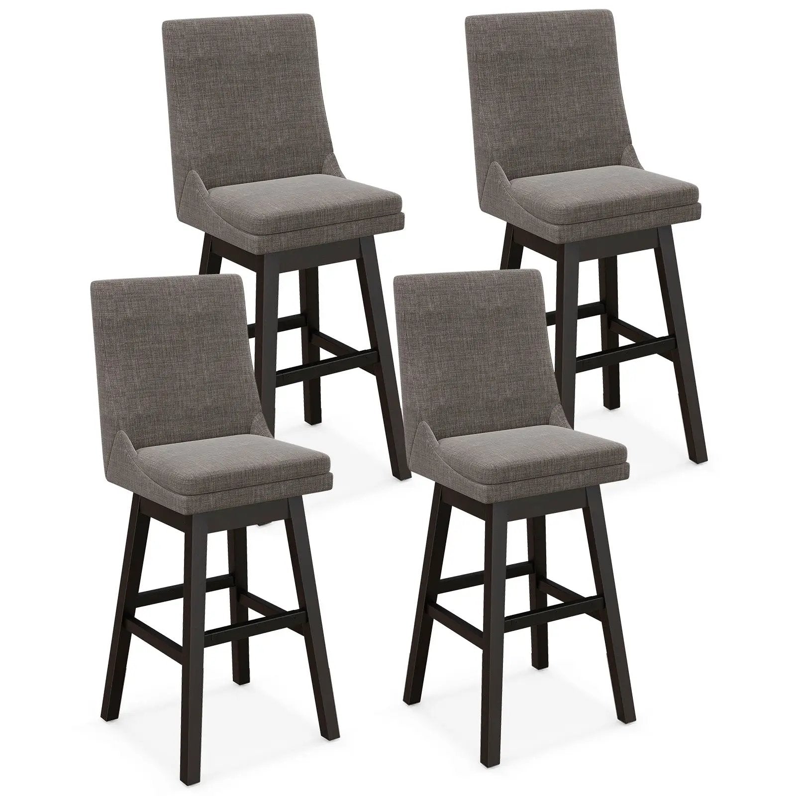 Set of 2 360¬∞ Swivel Bar Stool with Rubber Wood Legs Footrest by DirectDeals