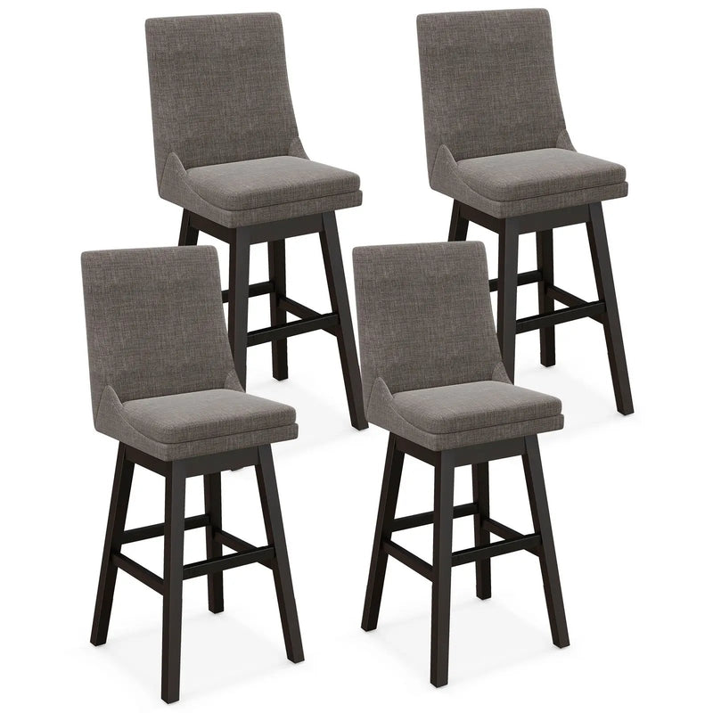 Set of 2 360¬∞ Swivel Bar Stool with Rubber Wood Legs Footrest by DirectDeals
