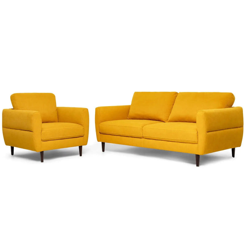 2 Pieces Upholstered Sofa Set with Removable Cushion Covers by DirectDeals