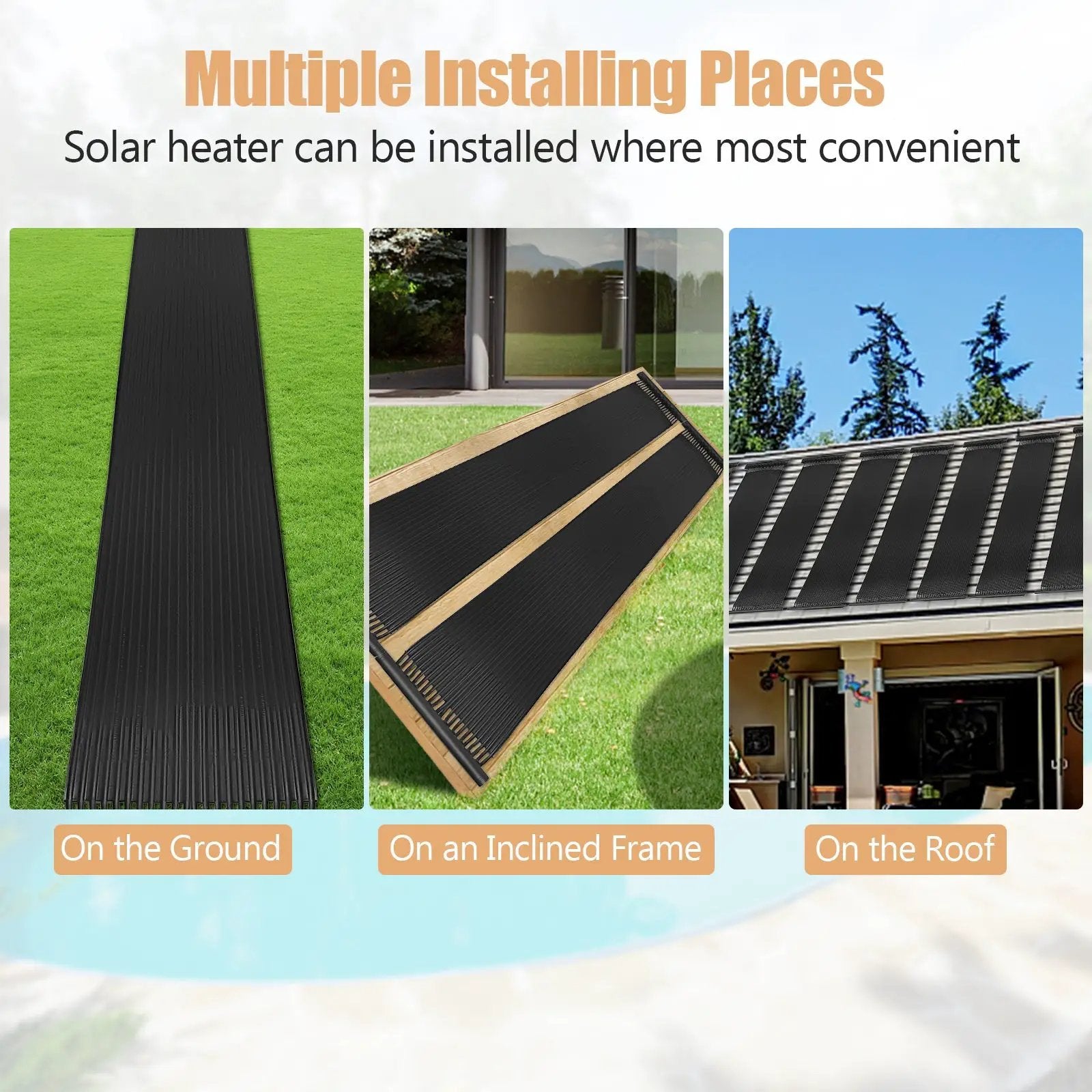2 Pieces 10/16.4/20 Feet Weatherproof Solar Swimming Pool Heating System by DirectDeals