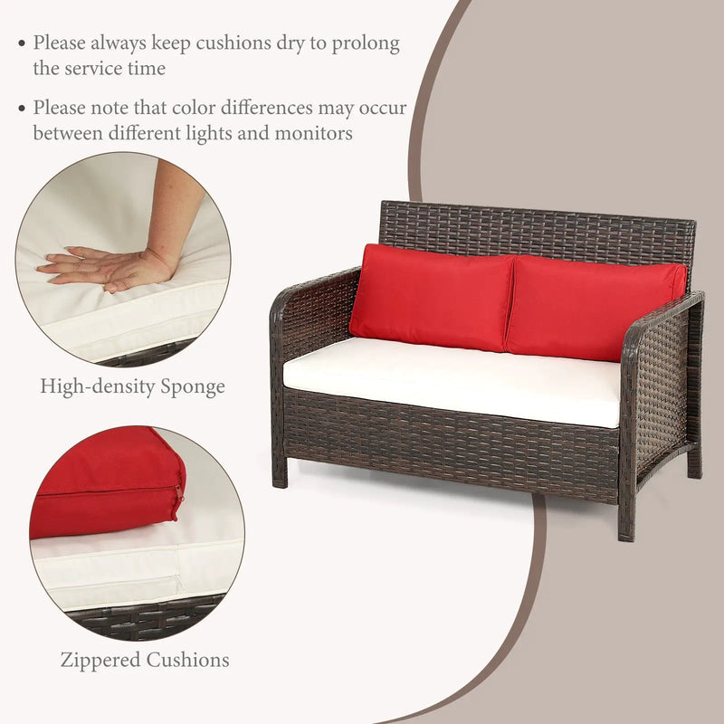 2 Pieces Wicker Loveseat Set with Coffee Table by DirectDeals