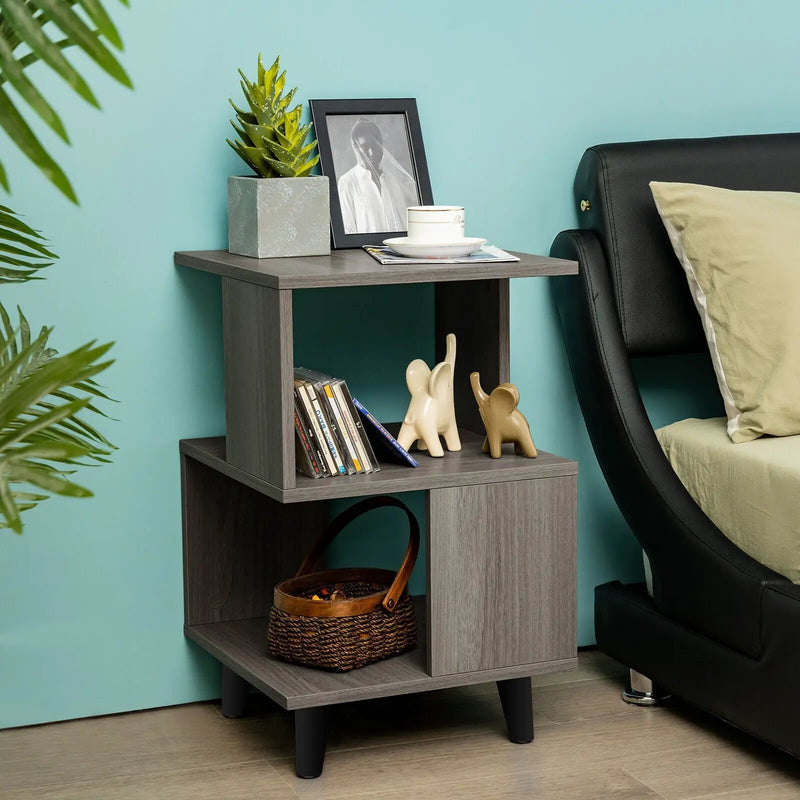 2 Pieces Wooden Modern Nightstand Set with Legs for Living Room by DirectDeals