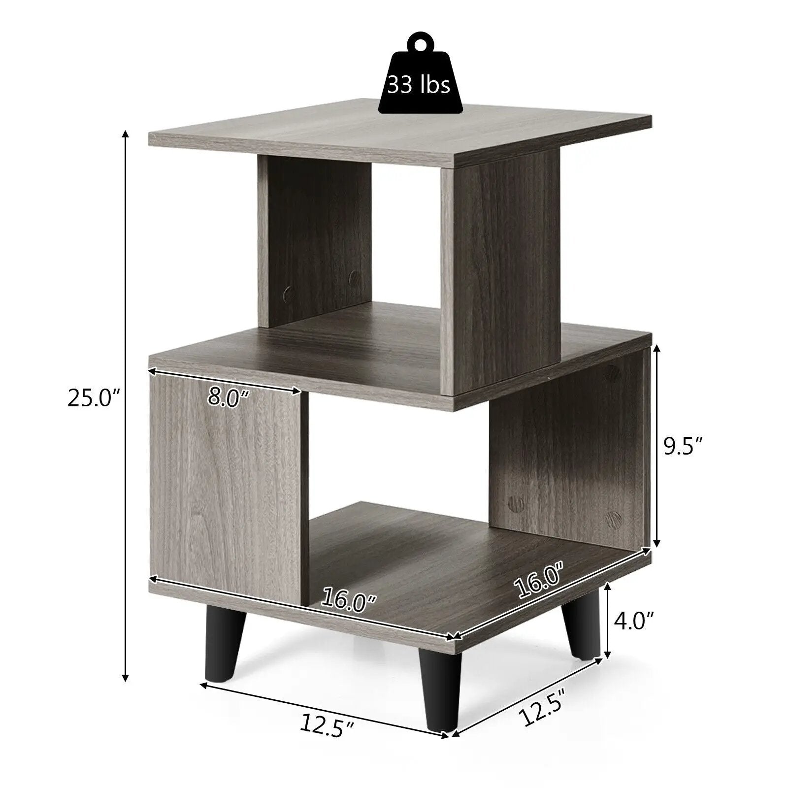 2 Pieces Wooden Modern Nightstand Set with Legs for Living Room by DirectDeals