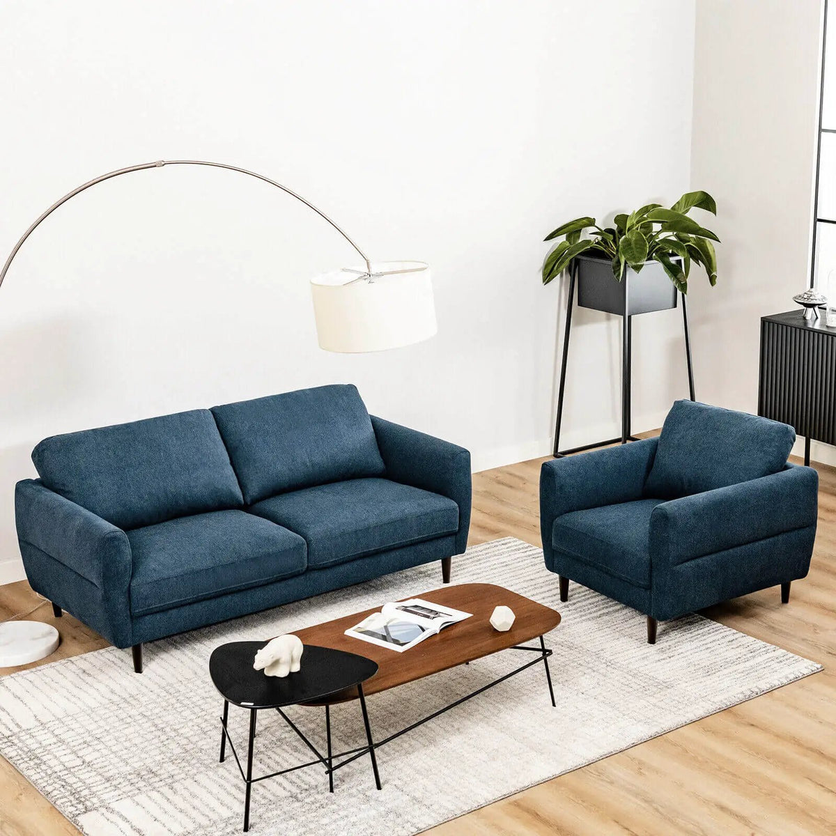 2 Pieces Upholstered Sofa Set with Removable Cushion Covers by DirectDeals