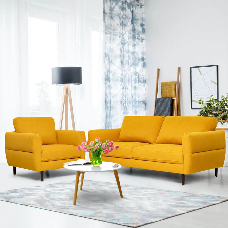 2 Pieces Upholstered Sofa Set with Removable Cushion Covers by DirectDeals