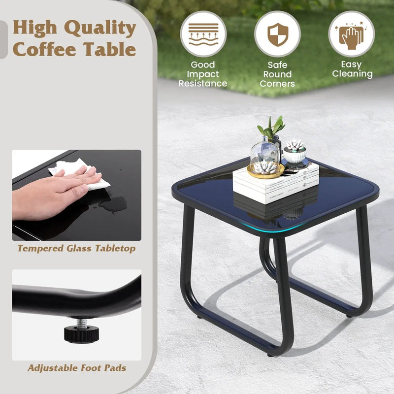3-Piece Rocking Bistro Set with Glass Table for Patio by DirectDeals