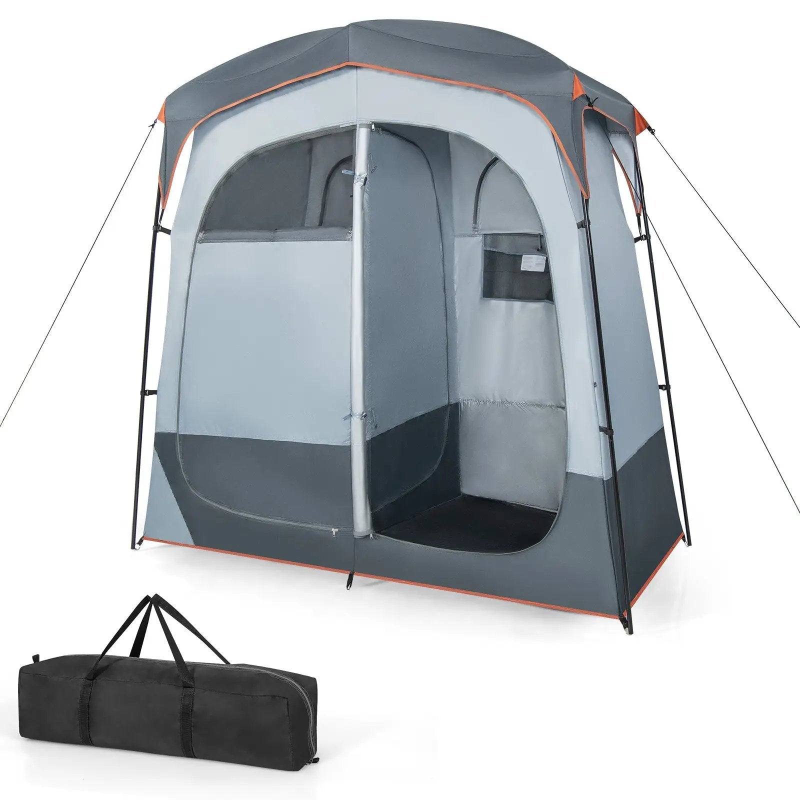 2 Rooms Oversize Privacy Shower Tent with Removable Rain Fly and Inside Pocket by DirectDeals