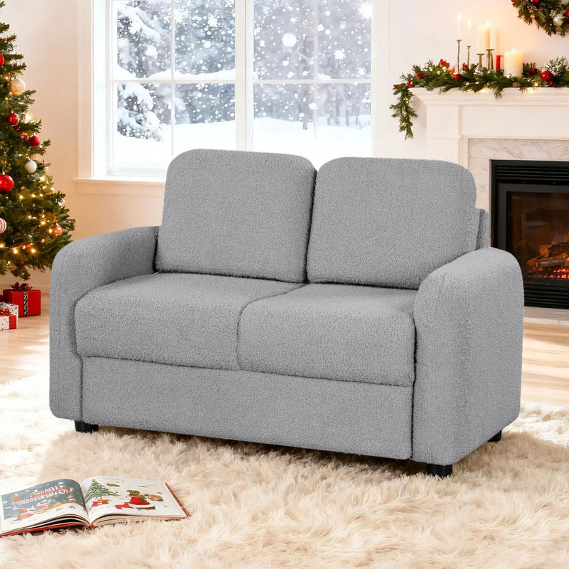 2-Seat Kids Sofa Toddler Sofa Couch with Soft Teddy Fleece Upholstery and Solid Wooden Frame by DirectDeals