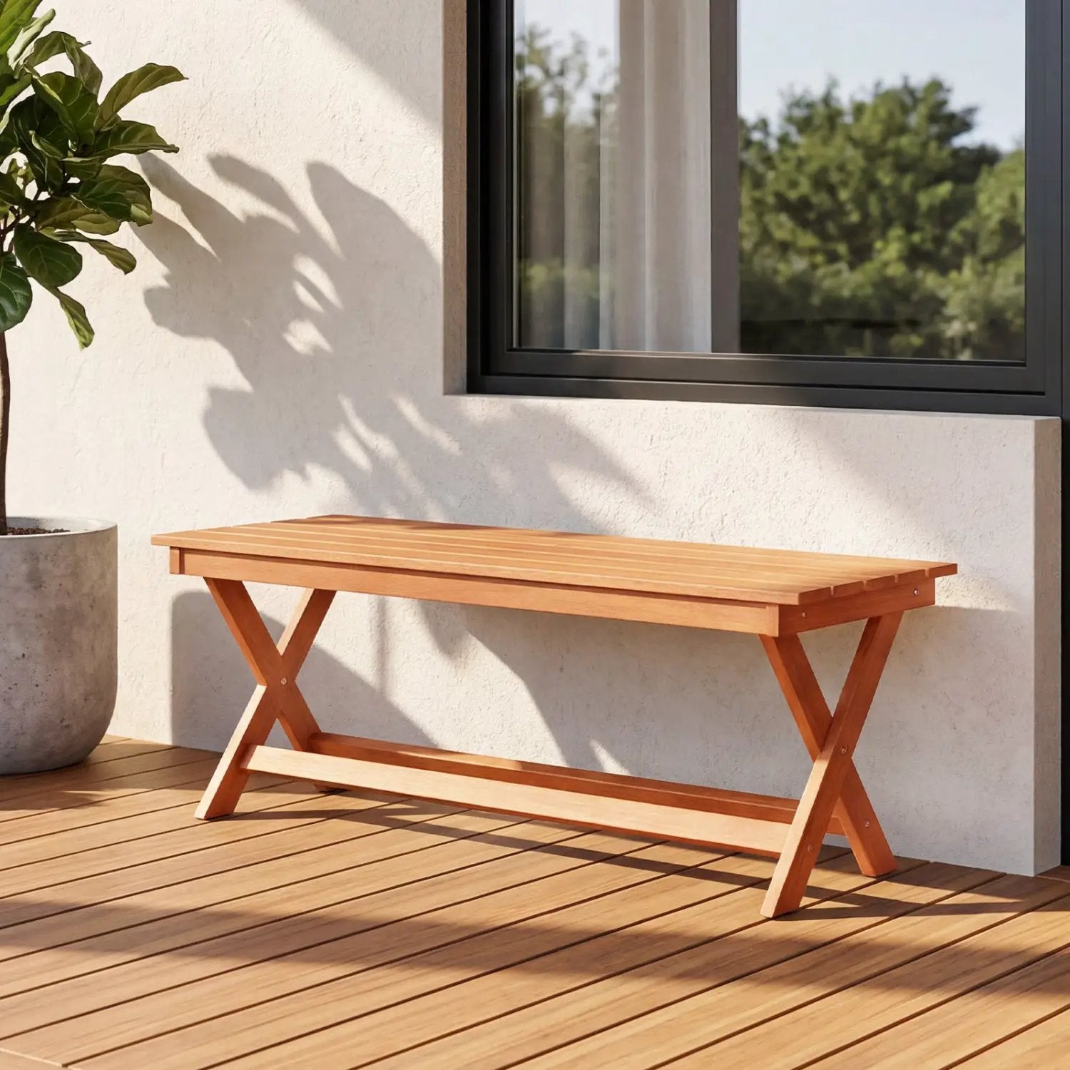 2-Seat Wooden Garden Patio Bench with X-Shaped Legs by DirectDeals