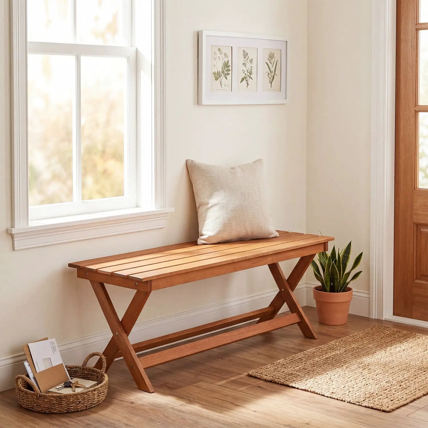 2-Seat Wooden Garden Patio Bench with X-Shaped Legs by DirectDeals