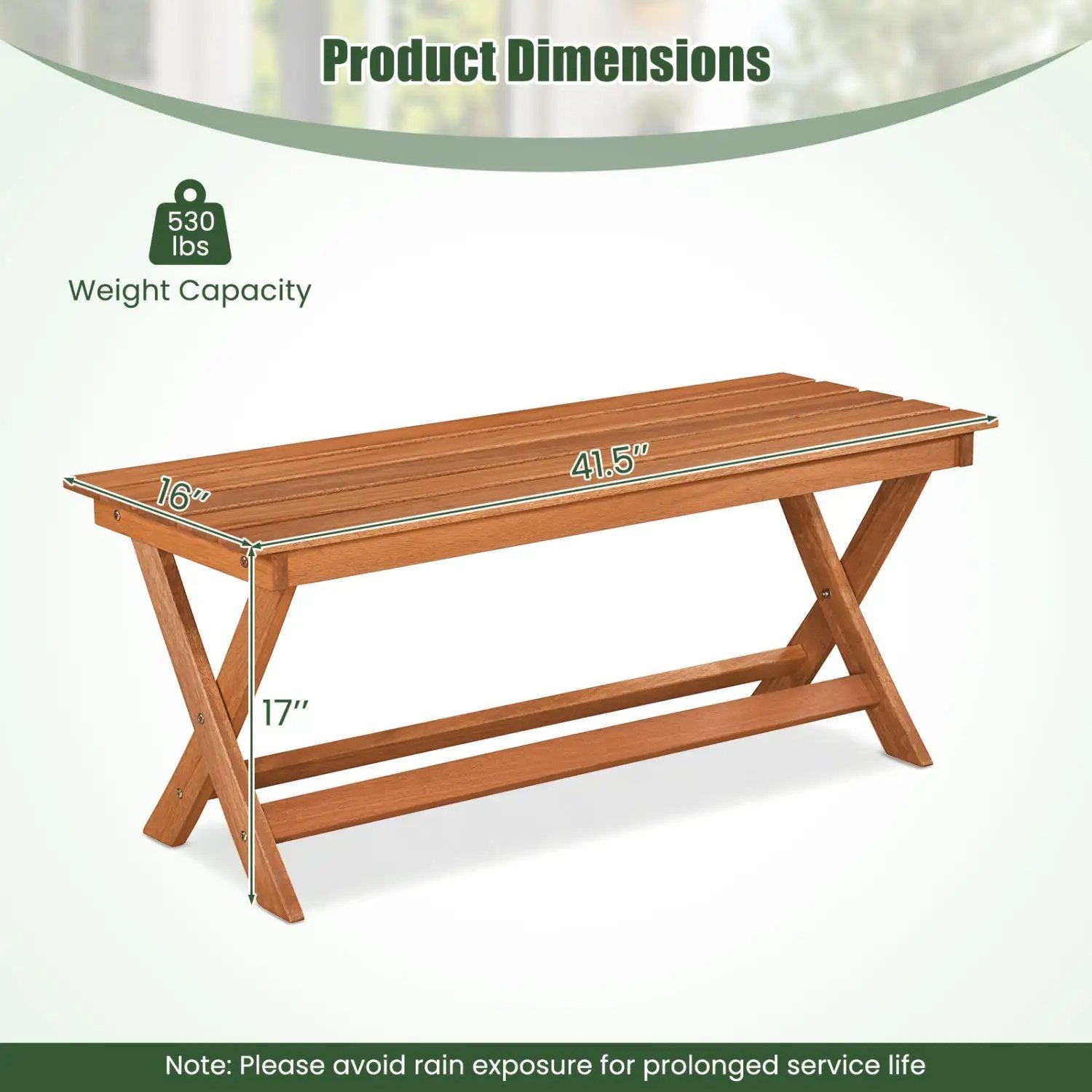 2-Seat Wooden Garden Patio Bench with X-Shaped Legs by DirectDeals