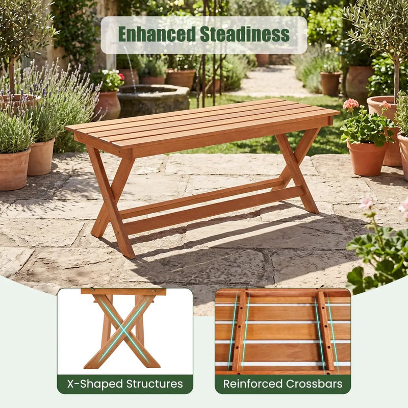 2-Seat Wooden Garden Patio Bench with X-Shaped Legs by DirectDeals