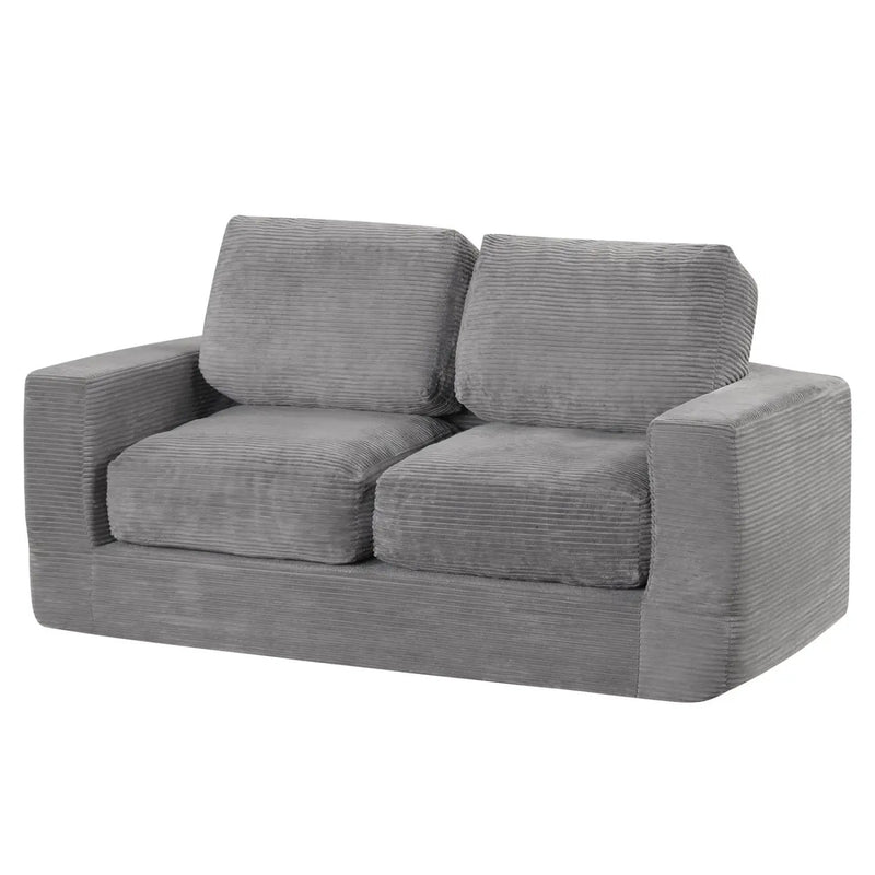 2-Seater Floor Couch Loveseat Foam Sofa with Removable Corduroy Cover by DirectDeals