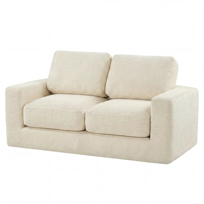 2-Seater Floor Couch Loveseat Foam Sofa with Removable Corduroy Cover by DirectDeals