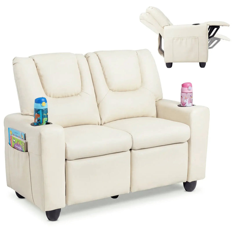 2-Seater Kids Recliner Double Toddler Sofa Chair with 2 Cup Holders by DirectDeals