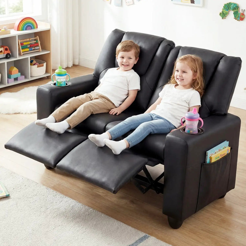 2-Seater Kids Recliner Double Toddler Sofa Chair with 2 Cup Holders by DirectDeals
